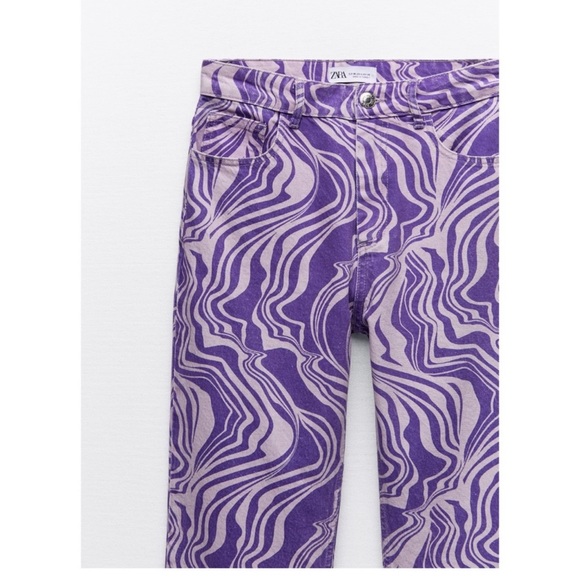 Zara PRINTED STRAIGHT LEG JEANS - Picture 6 of 11